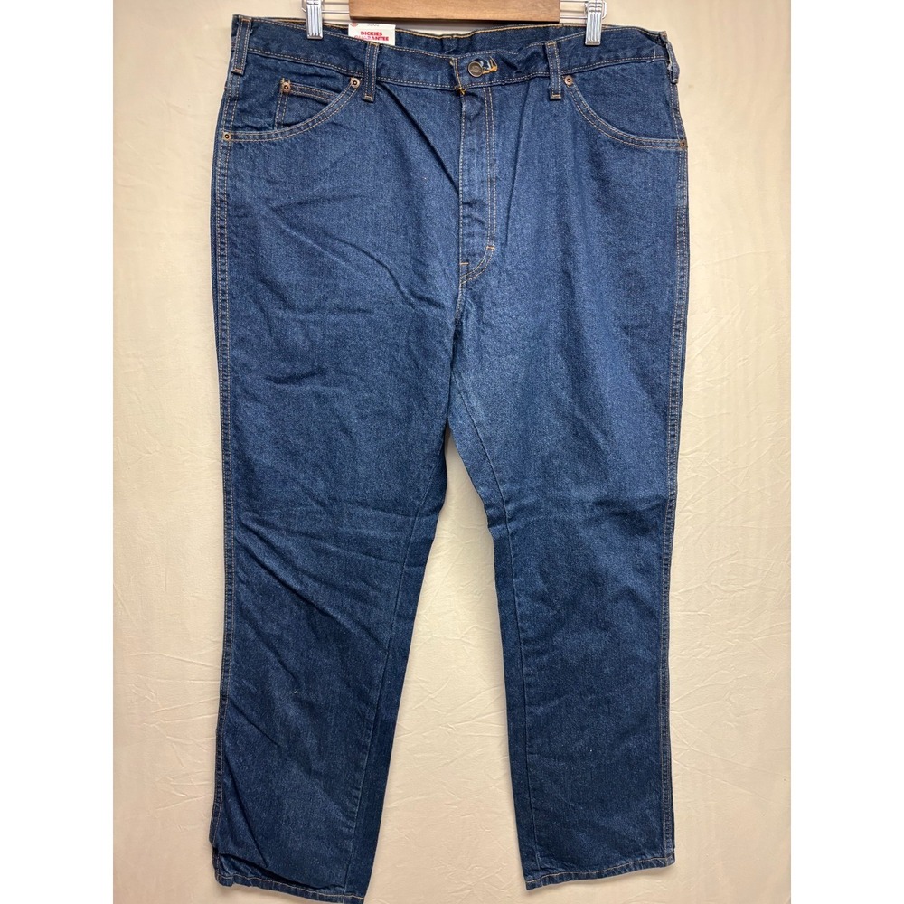 Dickies Straight Leg Jeans Mens Blue Denim Regular Fit Fits Over Boots 38x32 NWT